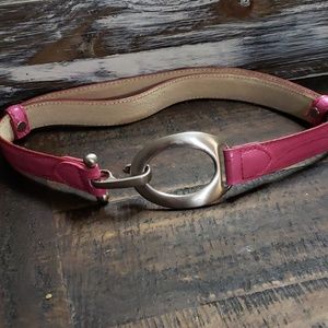 Gorgeous hot pink 100% leather adjustable belt